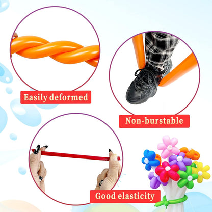 260 Balloons Clear, Thickening Long Balloons for Tying Arch, Twisting Latex Animals Magic Modeling Skinny Birthday Balloon for Kid‘s Party Wedding Decoartion Supply 100pcs