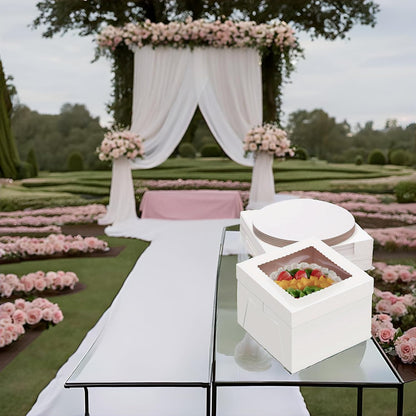 20Pack 12 Inch Cake Boxes With Cake Boards (10 boxes & 10 boards), 12X12X8 Inch White Bakery Boxes With Windown For Cajas Pasteles, Cookie, Pastries,Pie, Wedding, Birthday, Fathers day