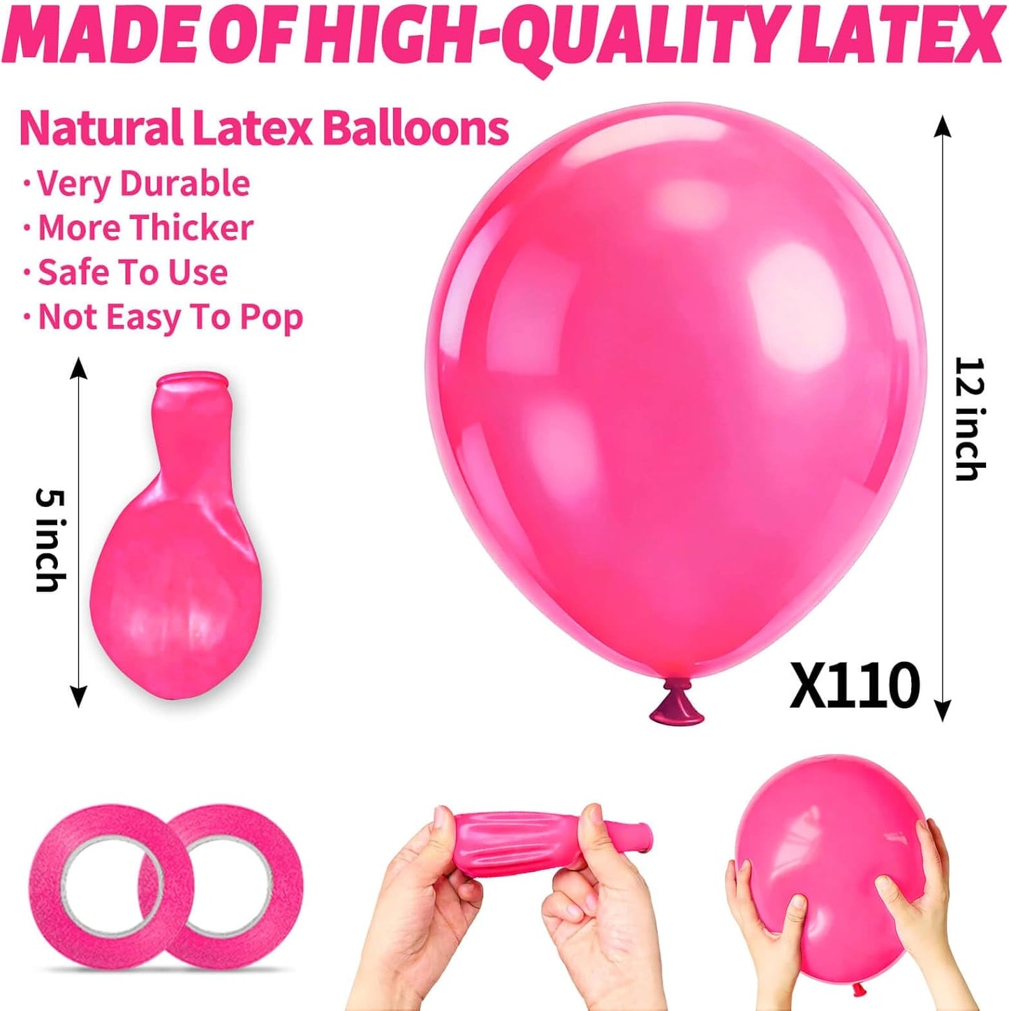 110pcs Black Balloon 12 inch, Black Latex Balloons for Birthday Party Baby Shower Wedding(with 2 Ribbons). - Colors A