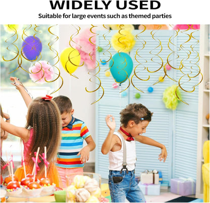 30 Pieces Hanging Swirl Party Decorations Foil Decorations Ceiling Swirl Spiral Hanging Plastic Streamer for Ceiling Birthday Graduation Wedding Celebration Baby Shower Party Supply (Black)