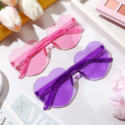 Frienda 8 Pairs Heart Shaped Sunglasses for Women Rimless Heart Glasses Candy Color Sunglasses for Party Favor
