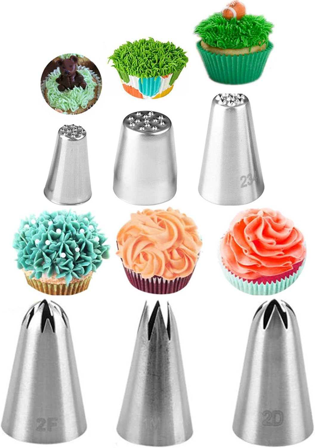 Piping Tips For Cake Decorating, Stainless Steel Icing Piping Nozzles For Pastry Fondant Decorating Tools (C)