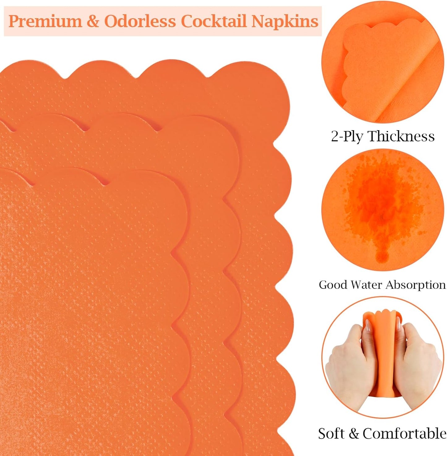 100 Pcs Cocktail Napkins, 2-Ply 5 x 5 Inches Disposable Scalloped Napkins, Thick Premium Dessert Napkins for Party, Wedding, Dinner, Birthday, Anniversary, Festival (Sage Green)