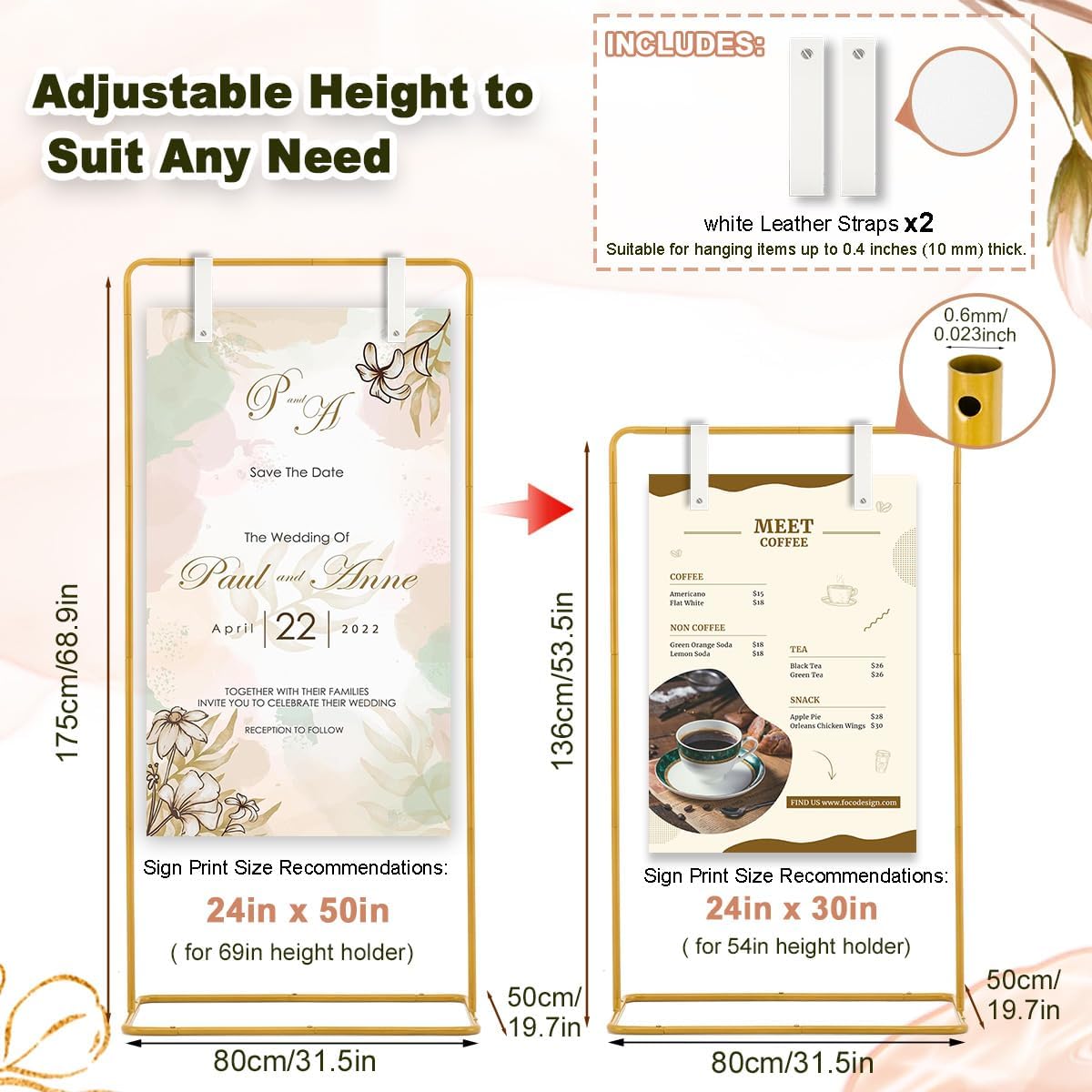 Wedding Welcome Sign Stand, 69" Wedding Sign Holder for Seating Charts ,Welcome to Our Wedding Sign Stand for Event Decor,Welcome Sign Stand for Party to Welcome Guests