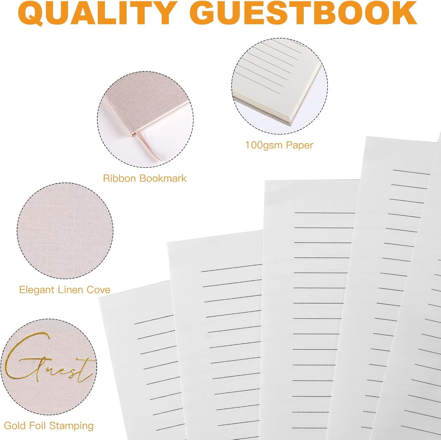 Utron Elegant Wedding Guest Book, Linen Guestbook to Sign in, Polaroid Guest Book for Wedding Receptions, Baby Showers, Birthdays and Special Events - Blank and Lined Acid Free Paper (Green)