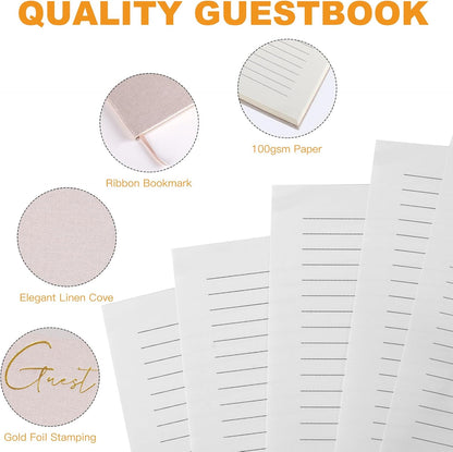 Utron Elegant Wedding Guest Book, Linen Guestbook to Sign in, Polaroid Guest Book for Wedding Receptions, Baby Showers, Birthdays and Special Events - Blank and Lined Acid Free Paper (Green)