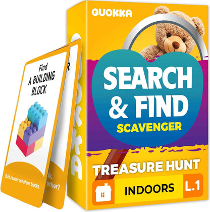 QUOKKA Scavenger Hunt Cards for Toddlers and Kids Ages 4-8 - Indoor Search and Find Activities for Kids Ages 6-8 - Educational Party Games for 3-6 Year Olds