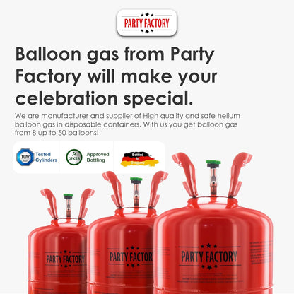 Party Factory Helium balloon gas for up to 50 balloons | helium bottle 14.1 cu gas filling foil balloons | party wedding