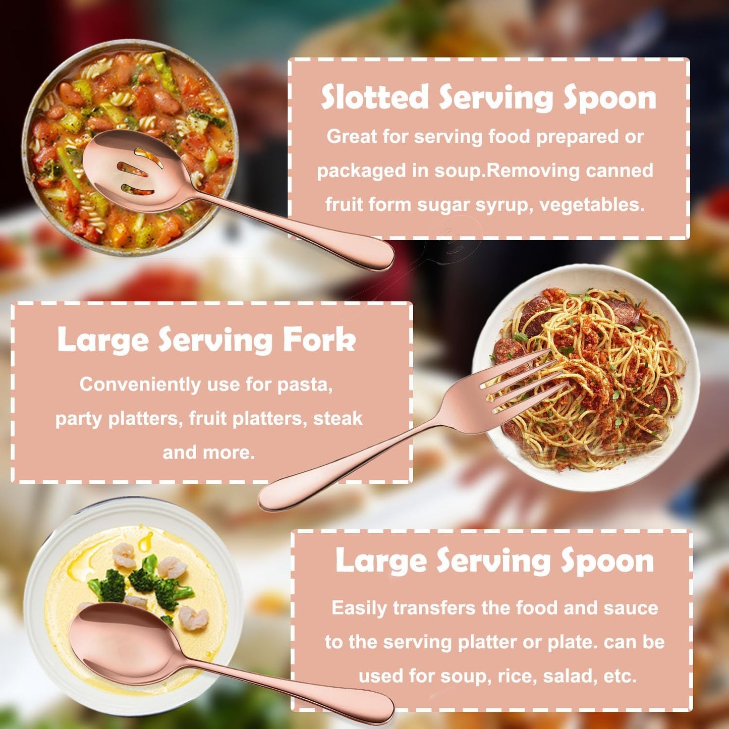 11 PCS Serving Utensils, Large Stainless Steel Spoons Forks Tongs, Pie Server, Great for Hostess Buffet Catering Banquet Party, Silver