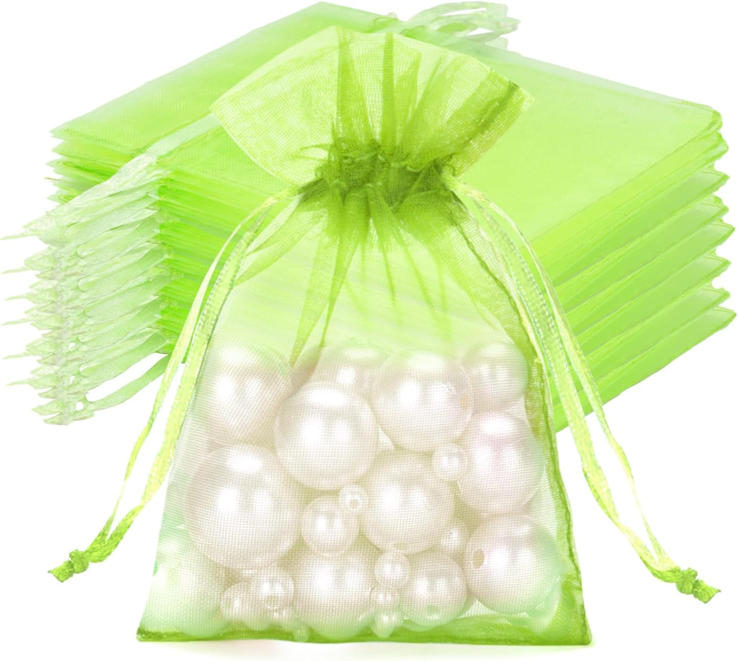 joycraft 50Pcs Organza Bags, 2x3 inch Gift Favor Bags, White Wedding Favor Bags, Jewelry Pouches with Drawstring, Mesh Bags Drawstring for Jewelry, Festival, Makeup, Candy, Desserts