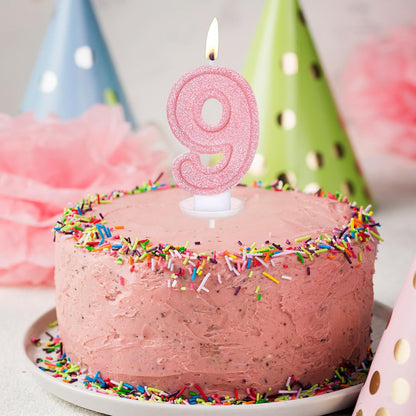 Cute Number 3 Birthday Candle, Glitter Pink Number Candles, Birthday Cake Topper Decoration, Party Supplies Anniversary Celebrations