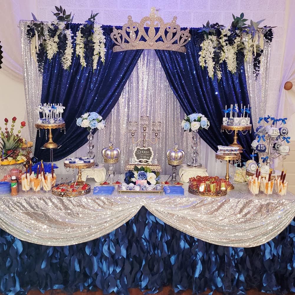 Poise3EHome Black Sequin Backdrop Curtains, 2 Panels 2FTx8FT Glitter Photo Booth Backdrop for Halloween Birthday Bachelorette Wednesday Twilight Party Decorations