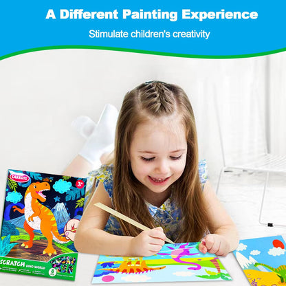 JUNQIU Scratch Art for Kids, Unicorns Black Rainbow Scratch Art Paper Set-Arts and Crafts & Supplies, DIY Activity & Party Games, Gifts for Toddlers, Girls & Boys Ages 3, 4, 5, 6, 7, 8