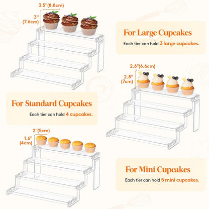 Lifewit Cupcake Stand, Perfume Cologne Organizer, Tool-Free Assembly, Display Riser, Spice Rack, Figurine Holder, Makeup Storage, Room Decor, Party Decorations, Clear, 12″ 3 Tier, 1 Pcs