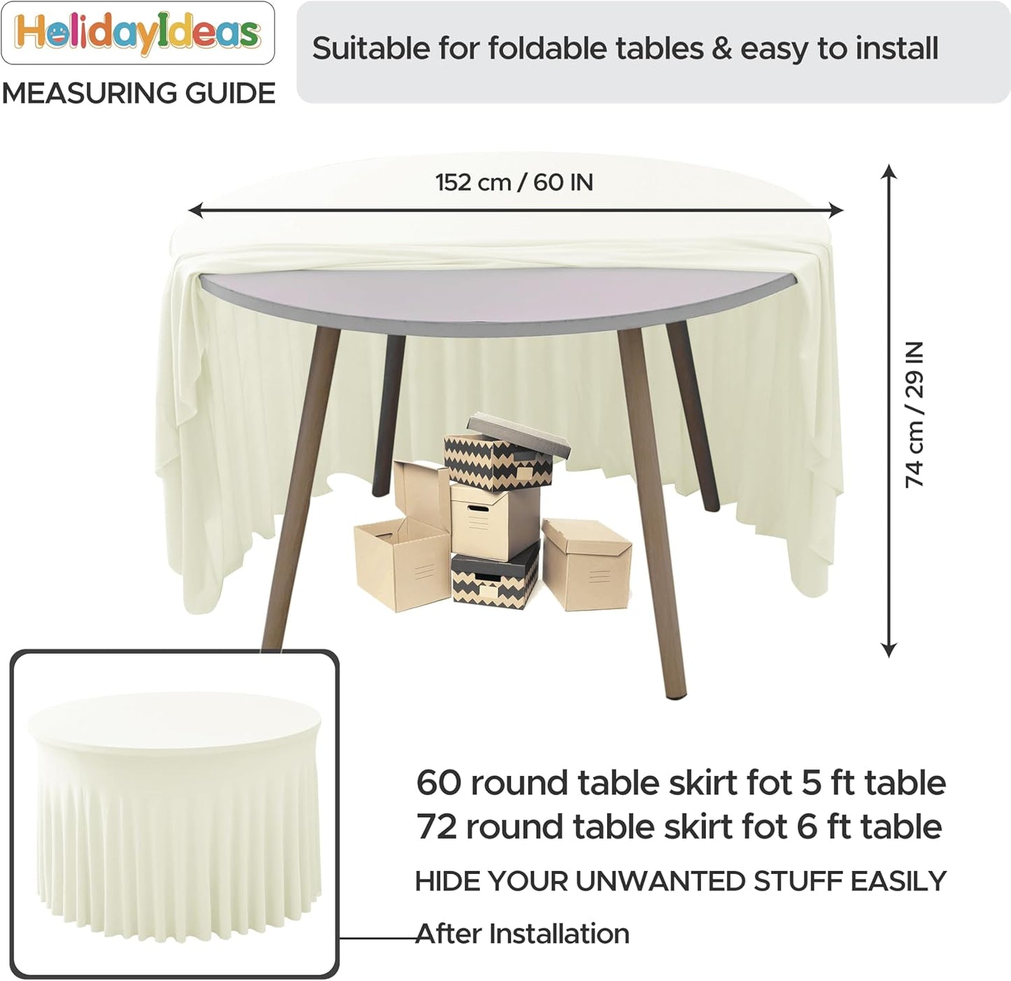 HolidayIdeas 2 Pack Spandex Table Skirt for 6 Ft Rectangle Tables, Black Fitted Stretch Tablecloth 30 x 72 Inch, Wrinkle Resistant Ruffle Design for Wedding Banquets, Trade Shows, Parties