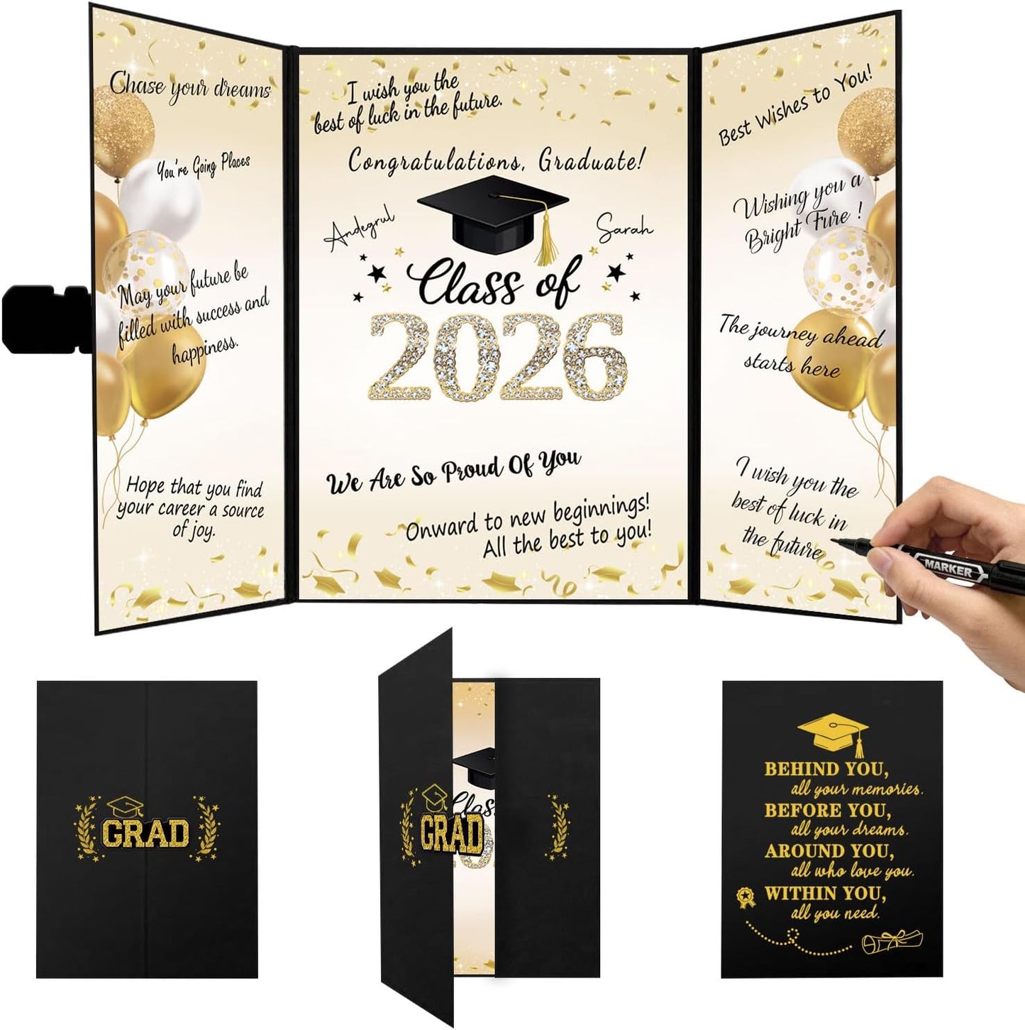 QIYANPAX Graduation Guest Book 2026, Blue and Gold Graduation Decorations Class of 2026, Graduation Signature Book, Congrats Grad Guest Book Alternative, Unique Graduation Gifts