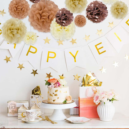 Tissue Paper Pom Poms, Pink Tissue Paper Flowers, Hanging Flower Balls for Weddings Fiesta Parties Birthday Baby Showers Classroom Bridal Shower Decoration (18Piece Set-6/10/12/14Inch)
