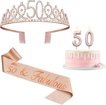 21st Birthday Decorations for Her with 21st Birthday Sash and Crown, Candles Gold, Gifts for 21 Year Old Girls
