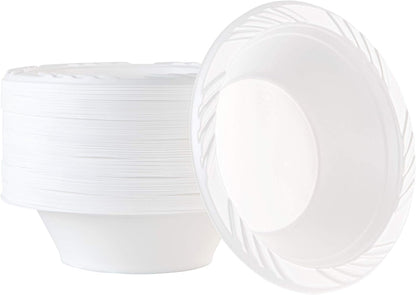 100 Count Disposable 12 ounce White Plastic Soup Bowls