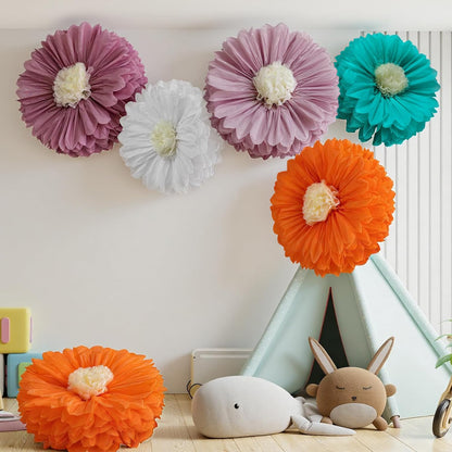 Chunful 5 Pcs 30'' 24'' Gaint Pastel Tissue Paper Flowers Decoration Large Hanging Tissue Paper Pom Poms Decor for Pastel Birthday Bachelorette Wedding Baby Shower Bridal Shower Easter Party Decor