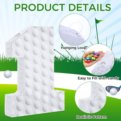 Gemscream Golf Number 7 Piñata with Stick Blindfold and Confetti Golf Birthday Decorations Sports Themed Piñata 7th Birthday Party Supplies