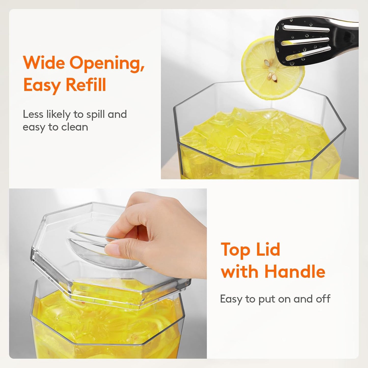 Lifewit 1 Gallon Drink Dispenser for Parties 2 Pcs, Plastic Beverage Container for Juice/Tea/Soda with Stand & Ice Core, Clear Lemonade Dispenser with Spigot, BPA Free Water Pitcher 39 x 16 cm/15x6"