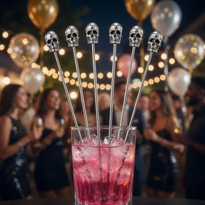 Homestia 7.5" Stainless Steel Cocktail Stirrers with Cute Animal Design, Set of 6 Reusable Swizzle Sticks for Coffee, Martini, Drinks - Dishwasher Safe Metal Bar Tools Stir Sticks