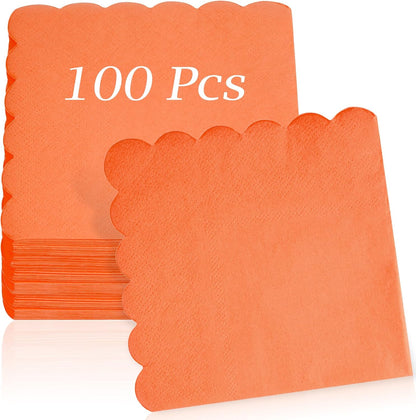 100 Pcs Cocktail Napkins, 2-Ply 5 x 5 Inches Disposable Scalloped Napkins, Thick Premium Dessert Napkins for Party, Wedding, Dinner, Birthday, Anniversary, Festival (Sage Green)