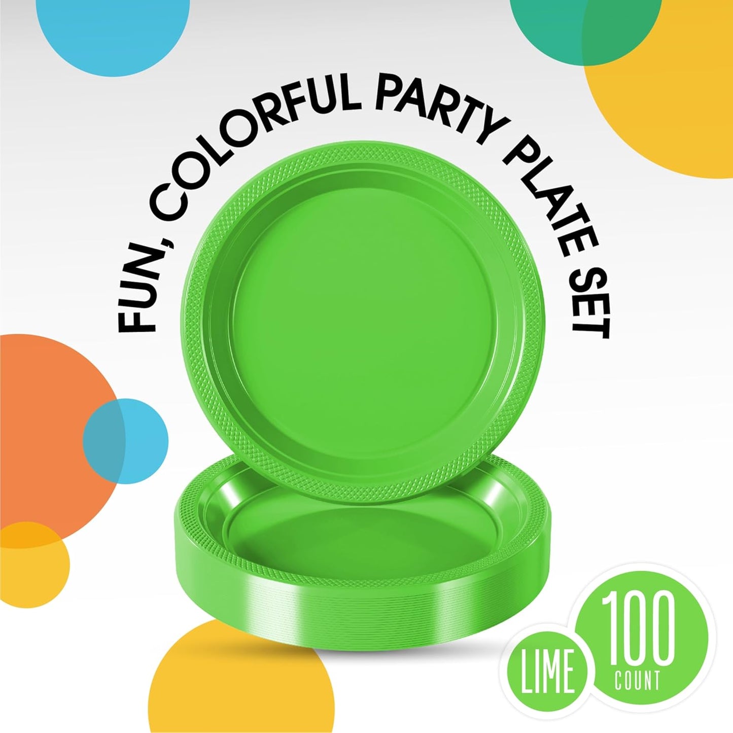 Party Solids Black Plastic Plates For Party 10" Black Disposable Plates For Party Supplies 100 Pcs Plastic Dinnerware Sets Heavy Duty 350 GSM Disposable Dinnerware Set