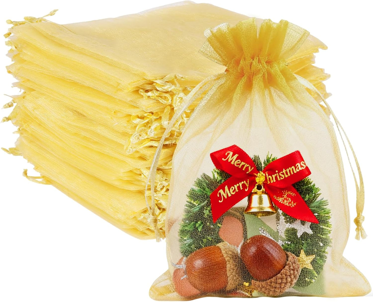 100pcs Organza Bags for Small Gift 4x6 Inch, Premium Mesh Bags Drawstring Candy Jewelry Packaging Sachet Bags, Easter Day Wedding Party Favors Small Gift Bag Durable & Scent-Free for Small Business
