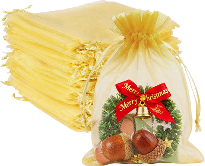 100pcs Organza Bags for Small Gift 4x6 Inch, Premium Mesh Bags Drawstring Candy Jewelry Packaging Sachet Bags, Easter Day Wedding Party Favors Small Gift Bag Durable & Scent-Free for Small Business