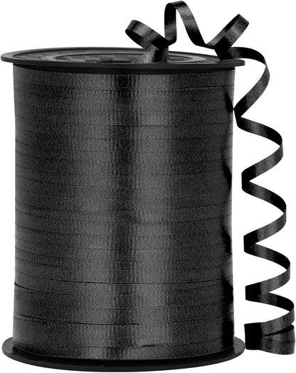 Black Ribbon - 500 Yard Crimped Curly Ribbon for Gift Wrapping, Balloons, Graduations, Halloween, Birthday Parties