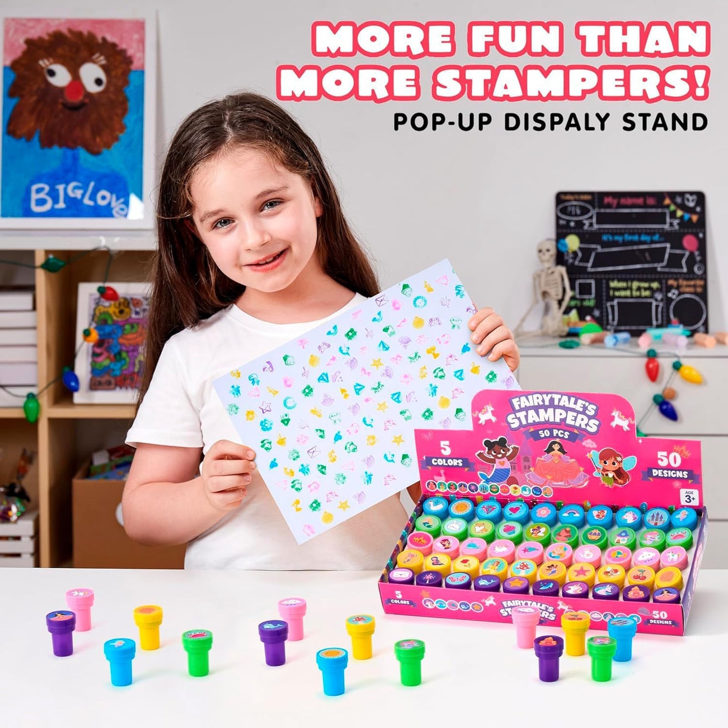 JOYIN 50 Pcs Assorted Stamps for Kids - Self-Ink Stamps with 50 Designs for Birthday Party Favor, Carnival Prizes, School Stampers, Goodie Bag, Classroom Treasure Box Toys (Zoo, Holiday Stampers)