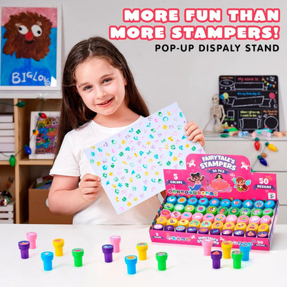 JOYIN 50 Pcs Assorted Stamps for Kids - Self-Ink Stamps with 50 Designs for Birthday Party Favor, Carnival Prizes, School Stampers, Goodie Bag, Classroom Treasure Box Toys (Zoo, Holiday Stampers)