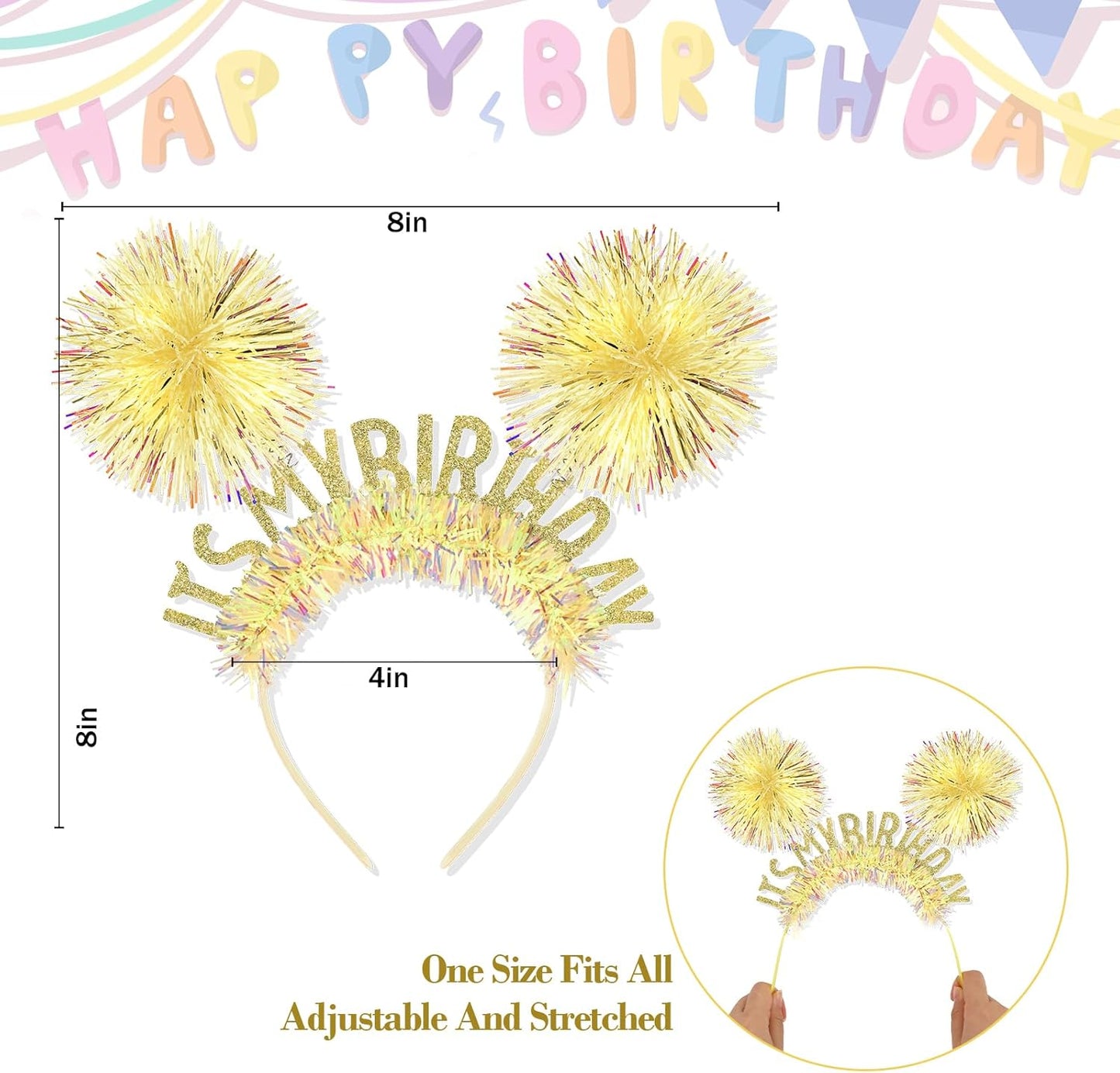 CAVETEE Happy Birthday Crown and Tiara for Women & Girls Party Decorations Gifts