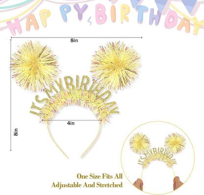 CAVETEE Happy Birthday Crown and Tiara for Women & Girls Party Decorations Gifts
