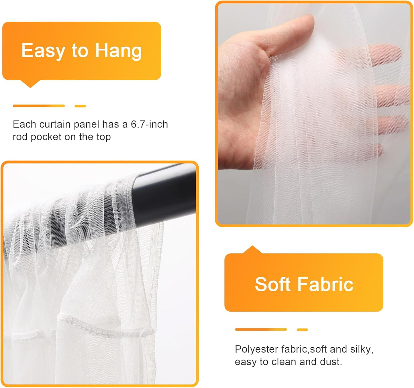 Fomcet Tulle Backdrop Curtains with Lights String White 10FT X 8FT Sheer Curtain with Lights Tulle Curtains Backdrop for Wedding Birthday Party Baby Shower Photo Shoot (2 Panels 5x8FT)