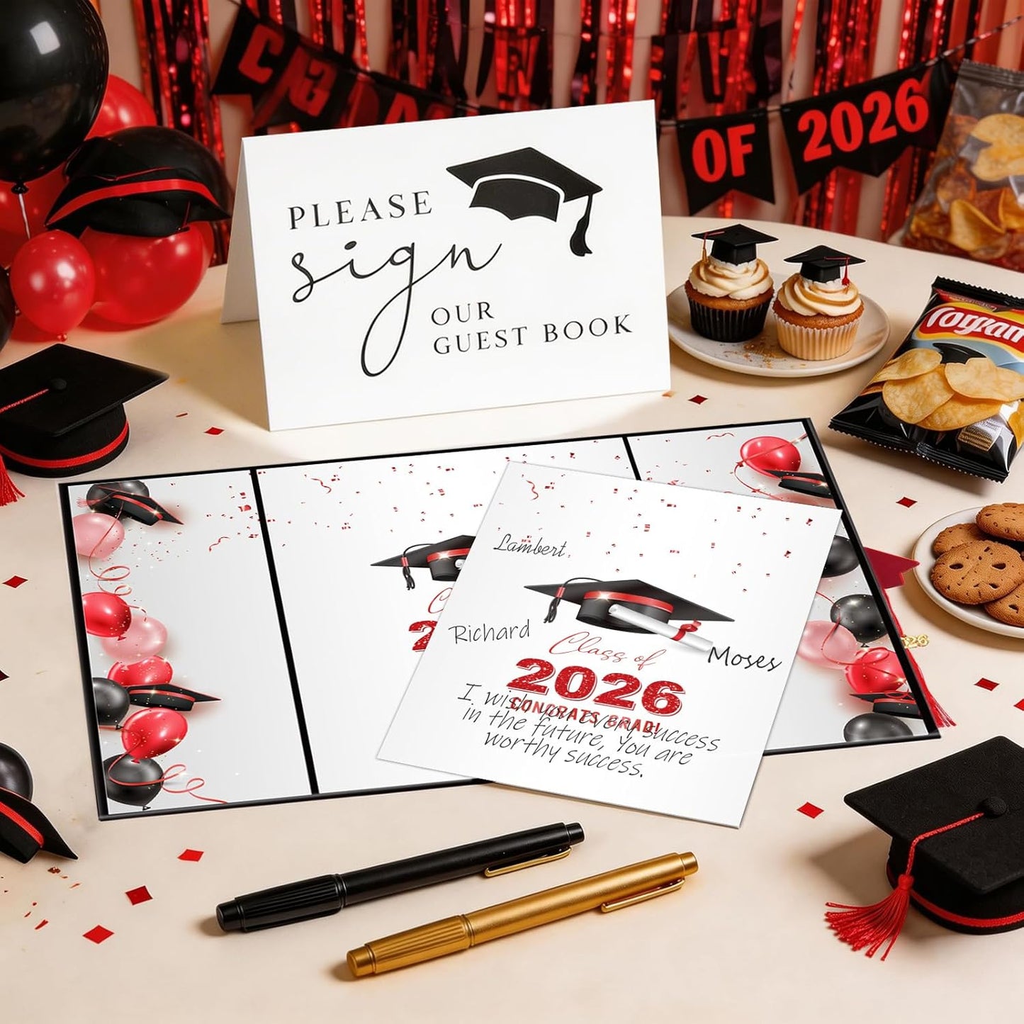 kockuu 2026 Graduation Guest Book Signature Board, Pink Class of 2026 Graduation Sign in Book to Sign Decor for Grad Party High School College Grad Gifts