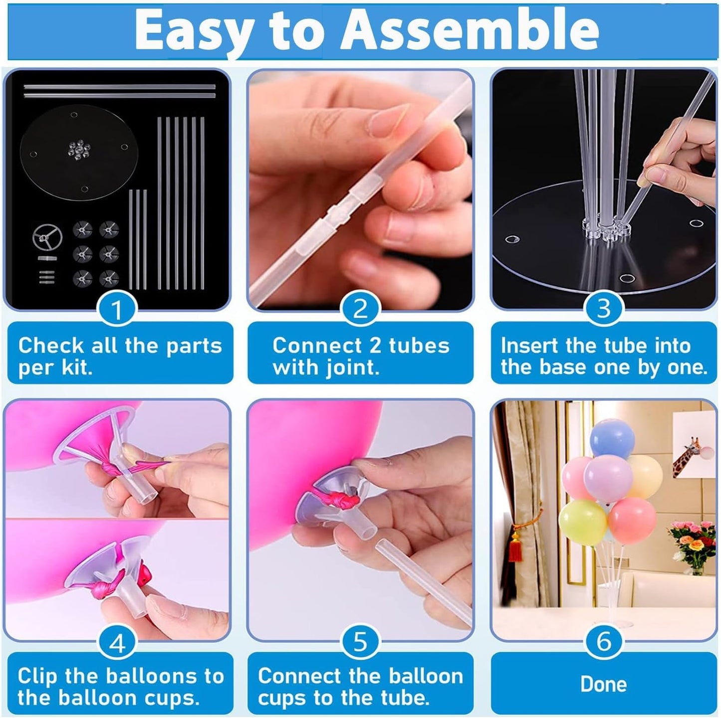 8 Pack Balloon Stand Kits, Fenxyo Balloon Sticks Holder with Base for Table Graduation Birthday, Balloon Sticks Holder for Wedding Birthday Party Decoration