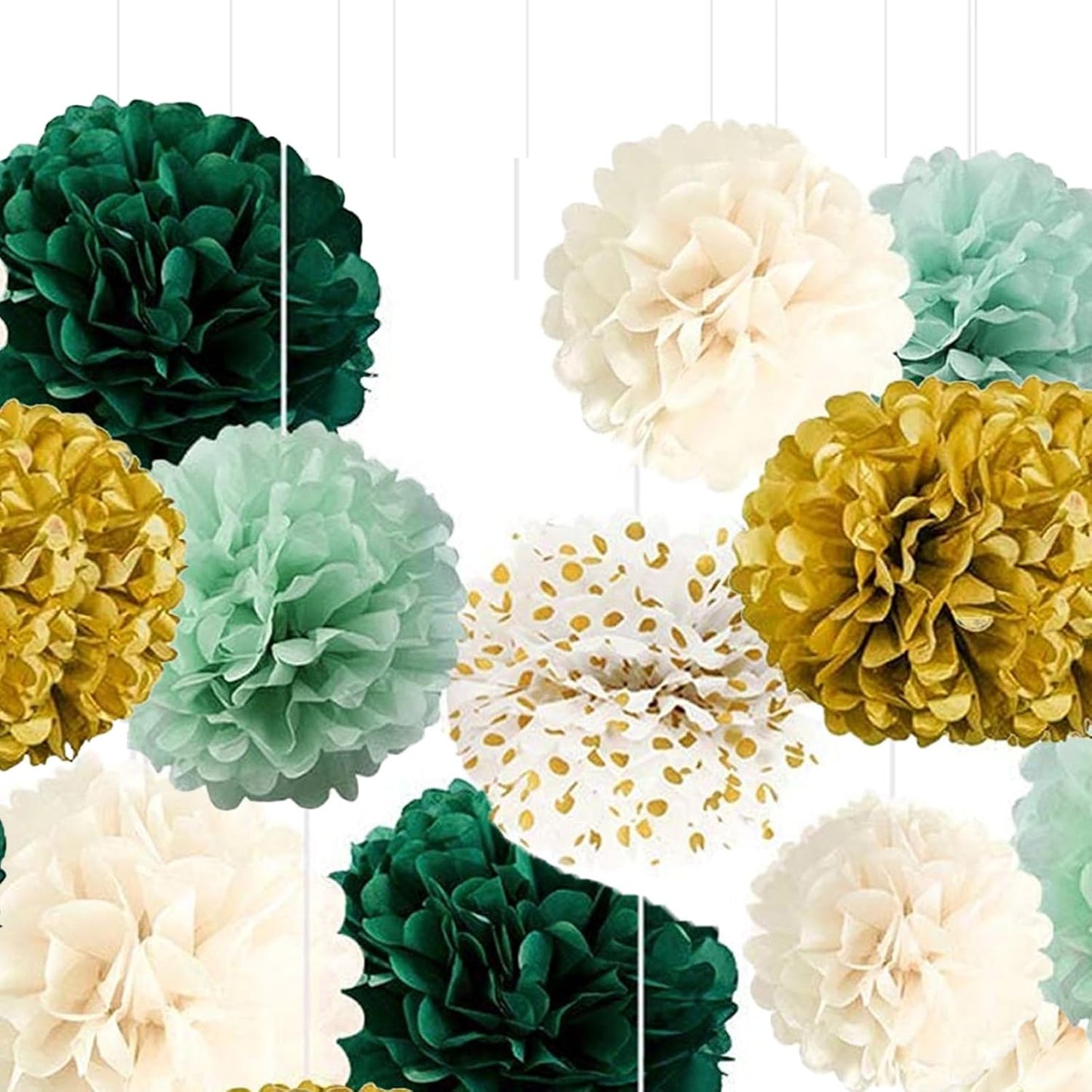 Black and White Tissue Paper Pom Poms Hanging Tissue Flowers Poms Decorations Pack of 12 for Wedding, Birthday,Party Backdrop Decor ect. (12", 10",Tissue Paper Flowers)