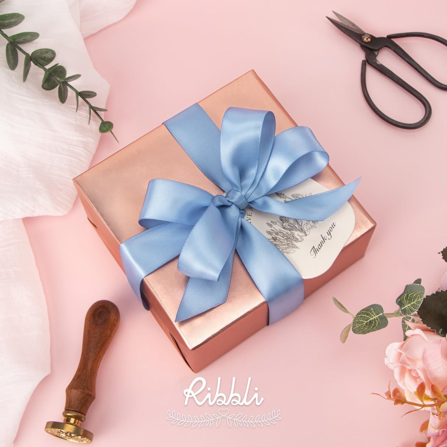 Ribbli Double Faced White Satin Ribbon,3/8” x Continuous 25 Yards,Fabric Ribbon use for Bows Bouquet,Gift Wrapping,Floral Arrangement