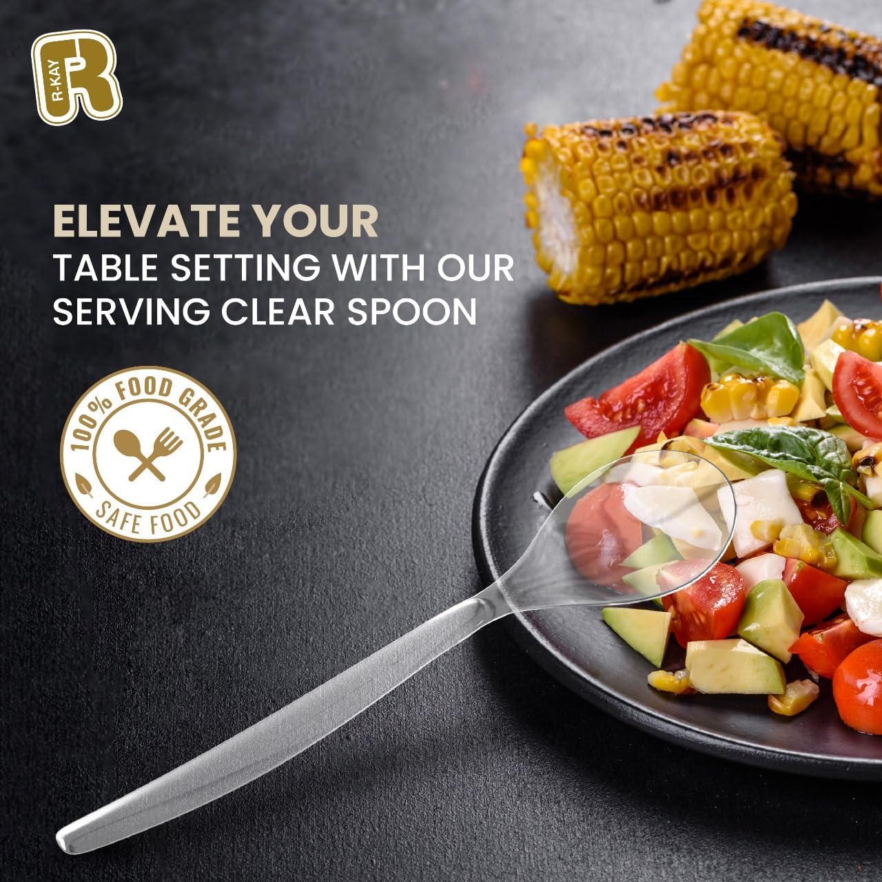 12 Pack Plastic Serving Spoons For Buffet - Extra Large 10 in Clear Plastic Serving Utensils For Hot And Cold Food - Disposable Serving Utensils For Parties - Heavy Duty Plastic Serving Spoon