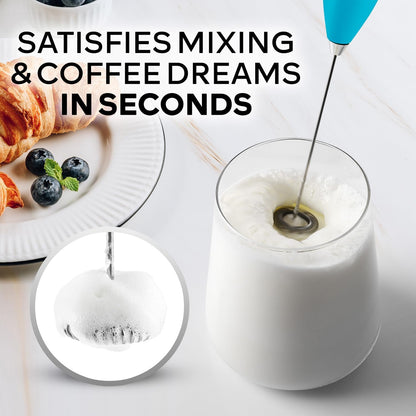 Zulay Kitchen Powerful Milk Frother Wand With Duracell Batteries - Ultra Fast Handheld Drink Mixer - Electric Whisk Foam Maker for Coffee, Lattes, Cappuccino & Matcha - Z1 Motor - Black - Colors D