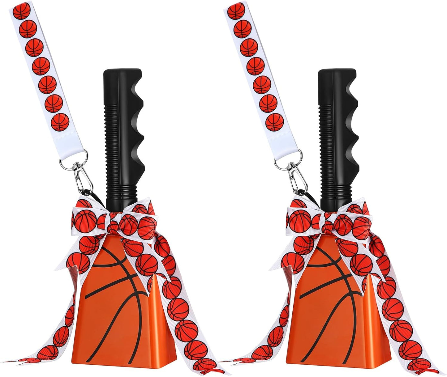 Relaxweex 2 Pack Cow Bells with Handle & Wrist Strap Ribbon Bows Loud Cowbell Noise Makers for Sporting Events, Games, Cheer, Graduations, Team(Baseball)