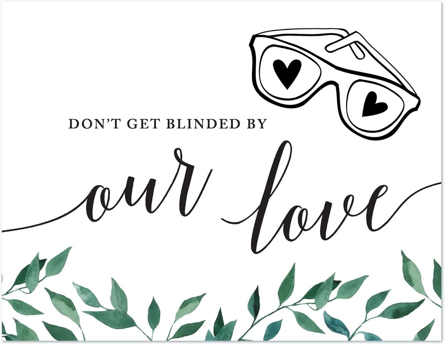 Andaz Press Wedding Party Signs, Natural Greenery Green Leaves, 8.5x11-inch, Bridal Shower Scavenger Hunt, 1-Pack - Colors D