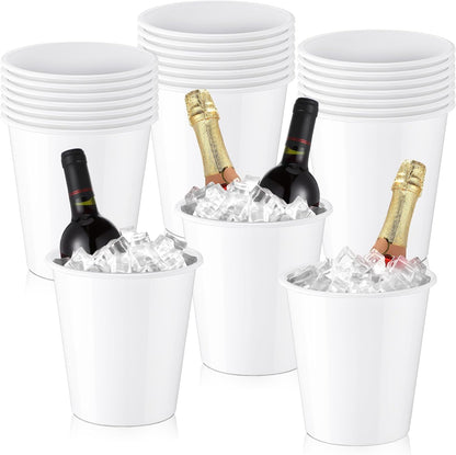 Layhit 24 Pcs Plastic Ice Buckets for Parties 3 Liters Wine Bucket Portable Ice Holder Disposable Wine Cooler for Party Wedding Party Beverages Champagne Soda and Beer (Gold)