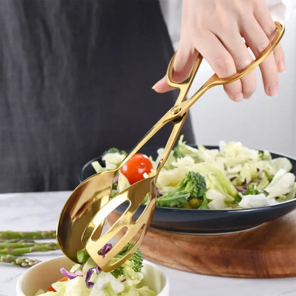 2 Pack Serving Tongs Buffet Tongs for Kitchen Cooking 10 Inch Stainless Steel Salad Tongs Serving Utensils for Wedding Party Catering (Silver)
