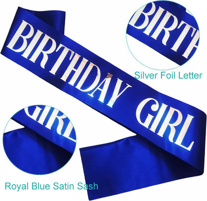 Birthday Girl Sash, Pink Foil White Birthday Sash for Girl Sweet 16th 18th 20th 21st 30th Fun Birthday Party Gifts Favors Decorations