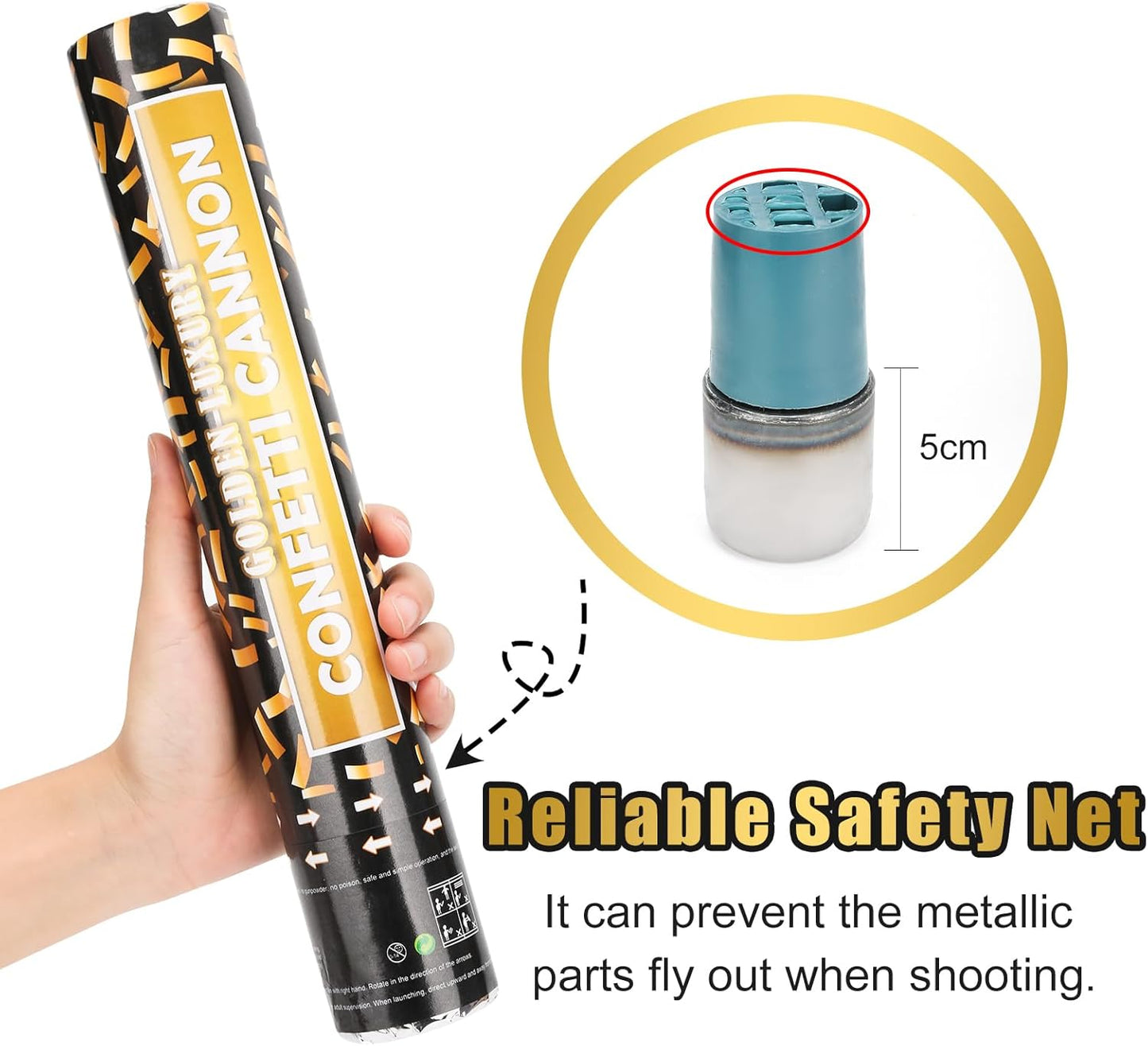 5 Pack Confetti Cannon Biodegradable, 12 Inch Confetti Poppers Graduation, Suitable for Graduation Wedding Birthday Parties and New Year's Eve Celebration