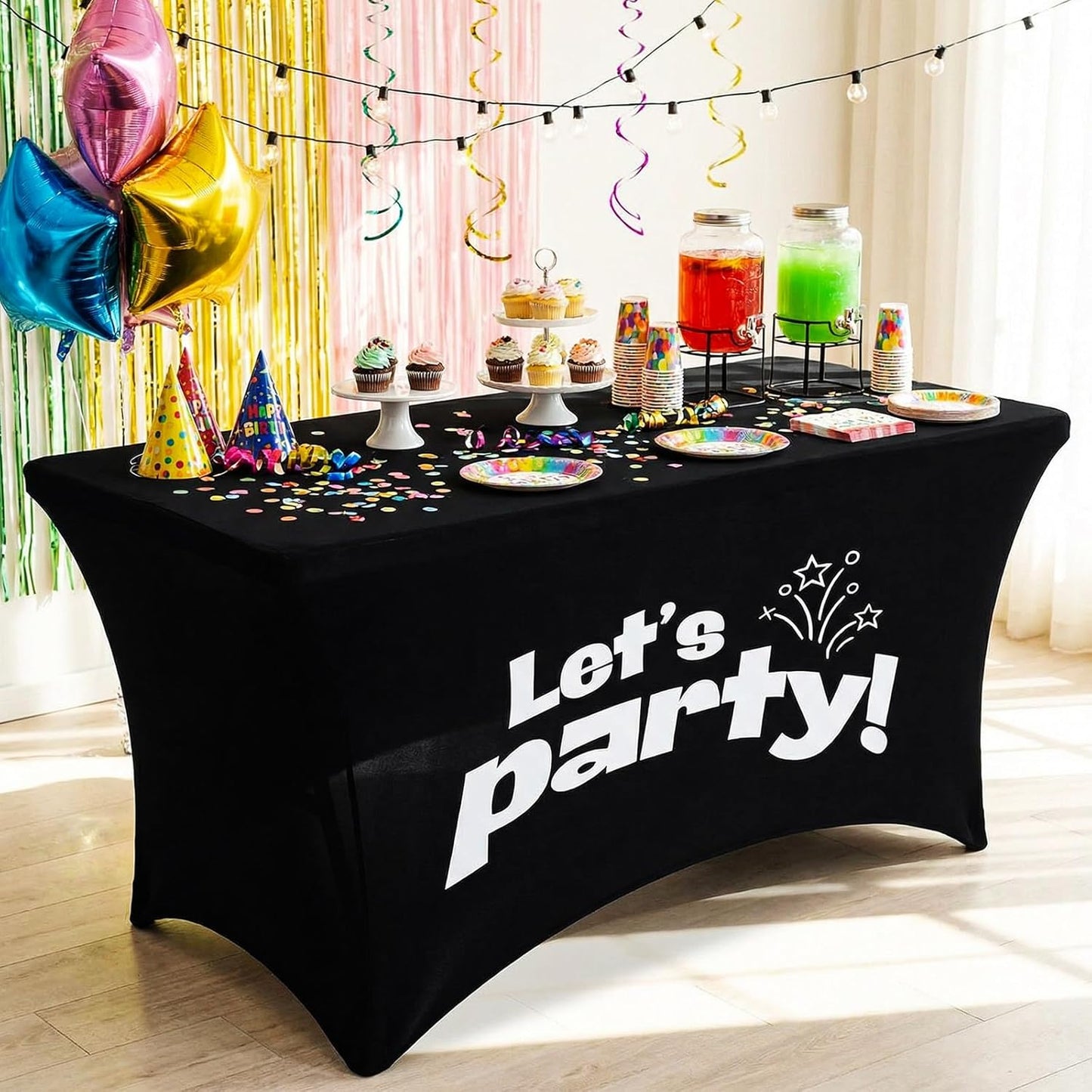 Gilprop Photo Booth Table Cloth Photo Booth Props Accessories Rectangle Tight Table Background for Indoor Outdoor Party Photography Decoration Graduation Wedding Birthday Bachelorette(Stylish,4ft)
